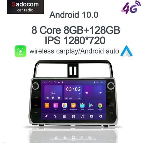 6GB+128G Carplay 10.1" Android 10.0 Car DVD Player GPS WIFI Bluetooth RDS Radio For Toyota Land Cruiser Prado 150 2018 2019 2020