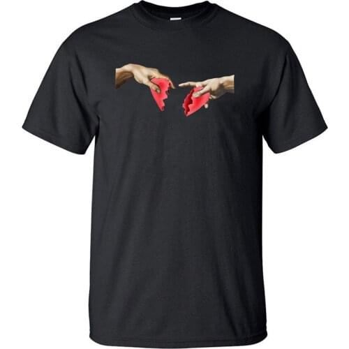 MICHELANGELO Heart Break TShirt Men T Shirt Funny TShirts 2019 Hipster Summer Cotton Short Sleeve Black White Loose T-Shirt Top