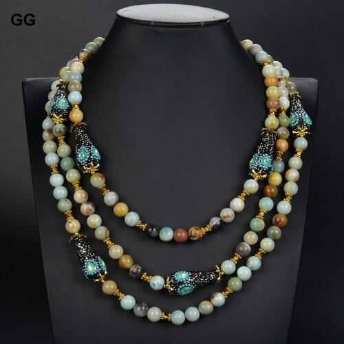 GG Jewelry 20''-25'' 3 Strands Mixed Color Amazonie Black Crystal Pave Teardrop Necklace