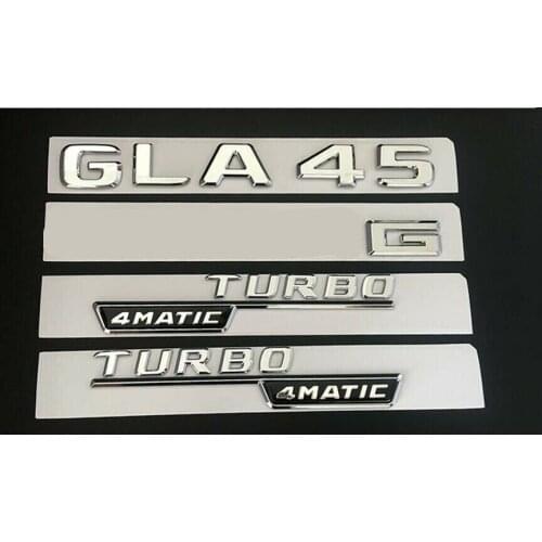 Chrome GLA45 FOR A M G TURBO 4MATIC Trunk Fender Badges Emblems