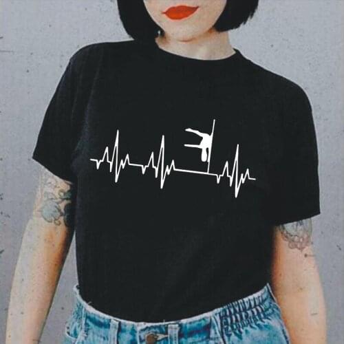 KEEP CALM POLE DANCE Heartbeat Harajuku T Shirt Women Tops Summer Casual T-shirt Women Clothing Short Sleeve Tee Shirt Femme