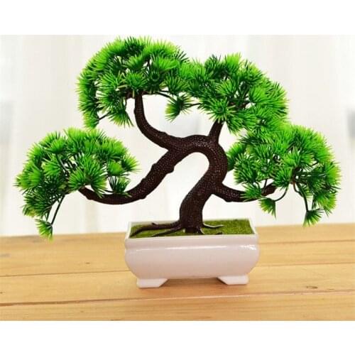Artificial Pine Bonsai Tree green Plastic Pine Bonsai Landscape tree Decor Artificial Desktop Display Fake Plant Landscap bonsai