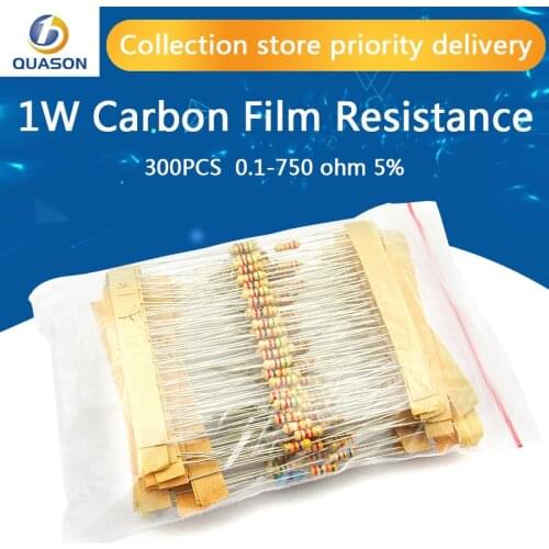 300pcs Resistor Kit 1W 5% 30values X 10pcs Carbon Film Resistance 0.1-750 ohm Set