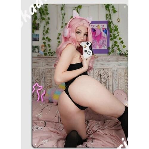 Belle Delphine Onlyfans Exclusive Gaming Poster Metal Plaque create Living Room Wall Decor Club Party Tin sign Poster