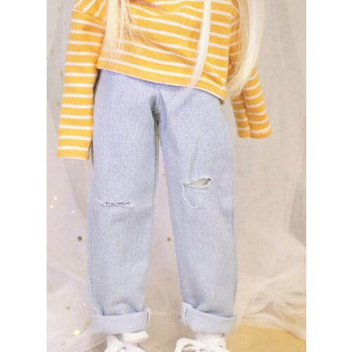 Fashion ripped pants Stripe Shirt for BJD 1/4 ,1/3 uncle Doll Clothes CWB187