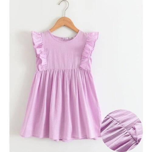 2021 New Summer Cute Dress Sleeveless Ruffles Girl Princess Dress Comfortable Cotton and Linen Skirt