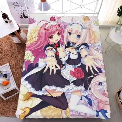 September update Japan Anime NEKOPARA chocolat & vanilla & Coconut bed milk fiber sheet & flannel blanket summer quilt 150x200cm