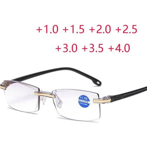 Ultralight Rimless Reading Glasses Women Men Clear Lens Anti-Blu-Ray Computer Glasses Presbyopia Reader Glasses +1 To +4.0