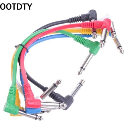 OOTDTY 6Pcs/Set Colorful Angled Plug Audio Leads Patch Cables For Guitar Pedal Effect