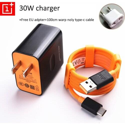 Original Oneplus 7 8 9 Pro Charger 30W Fast Charging Warp McLaren Power Adapter 100CM Type C Cable For One Plus 1+ 9 9R 7T 8T 6