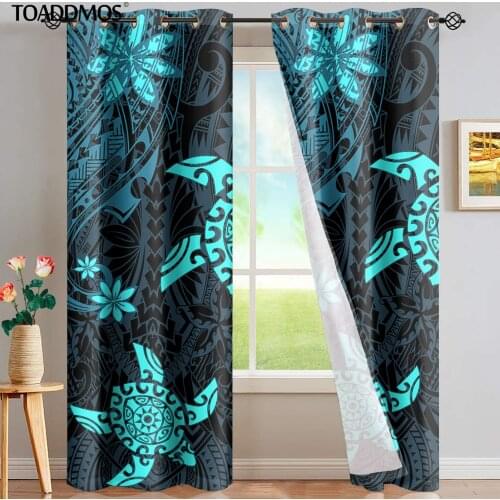 TOADDMOS Polynesian Sea Turtle Flower Print Window Curtains Bedroom Living Room Blackout Curtains for Adults Kids Home Sunblinds