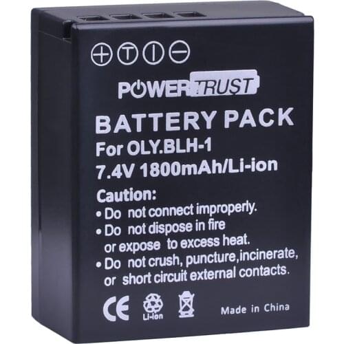 PowerTrust 1Pc BLH-1 BLH1 1800mAh Replacement Battery for Olympus E-M1 Mark II Camera