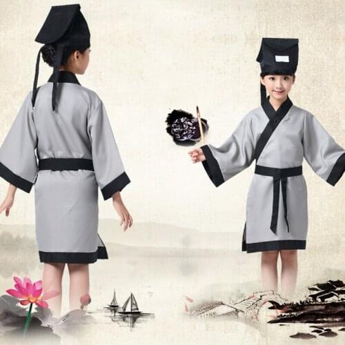School Servant Visit Costumes Boys Girls Chinese Traditional Clothing Hat Belt Book 4pcs/set Shutong Size 100-160CM C25323CH