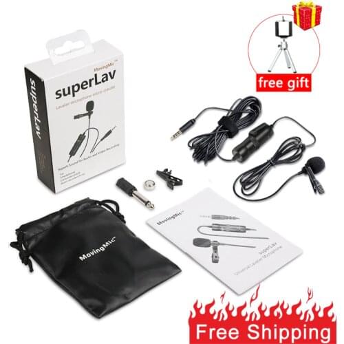 Vlog mic Lavalier Condenser Microphone for Canon Nikon DSLR Camcorders, Studio microphone for iPhone X 7 Plus Zoom H1N Handy