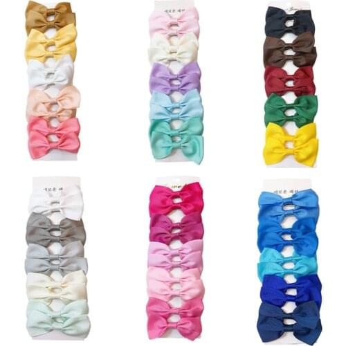 10Set Cute girls Ribbon Bow Hairpins Girls Headwear Children Princess Barrettes Solid color Fashion Hair Accessories
