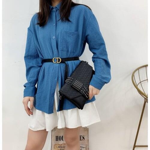 Ladies Bag Messenger Bag 2021 New Korean Version of All-match Shoulder Bag Handbag Rivet Small Square Bag Womens Bag