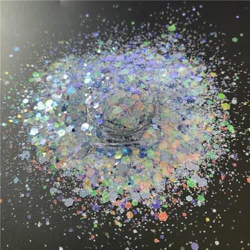 1g/Bottle Rainbow Colors Hexagon Shaped Mixed Glitter Powder Dust Sequins For Women Fairy Nails Art Body Face Crafts Decorations