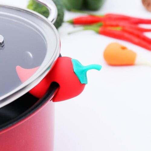 1PC Spill-proof Pot Lid Rack Silicone Heat-resisting Overflow Stoppers Pot Cover Lifter Creative Durable Kitchen Specialty Tools