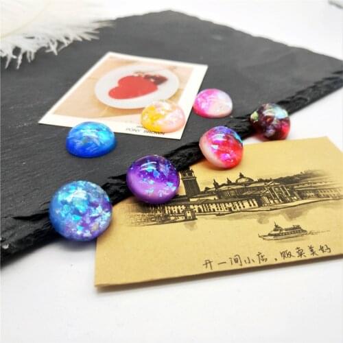 10pcs/lot Double Color Mixed Resin 16MM 20MM Round Faux Opal Flatback Cabochon Beads Fit DIY Pendant Jewelry Making Findings