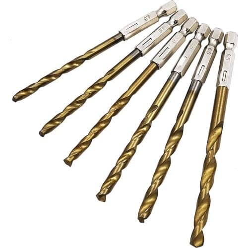 13pcs/lot HSS High Speed Steel Titanium Coated Drill Bit Set 1/4 Hex Shank 1.5-6.5mm