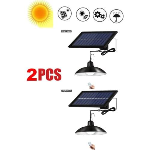 2pcs remote 30 led 2 head Retro Lampshade LED Solar Head Lamp Outdoor/Indoor Emergency Light Cord Waterproof For Camping Terrace