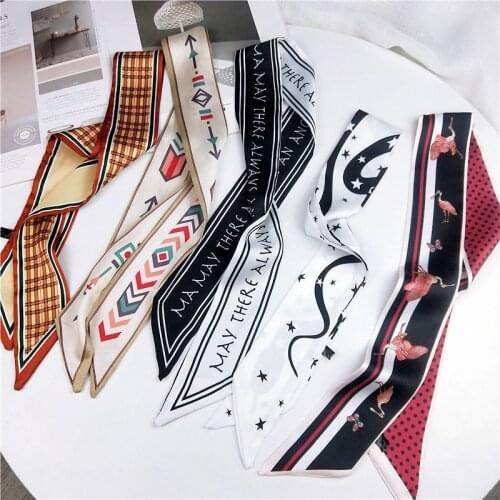 2020 Fashion Hair Scarf For Women Animal Print Headband Silk Neck Scarfs Female Robbons Wrist Skinny Scarves For Ladies Dropship