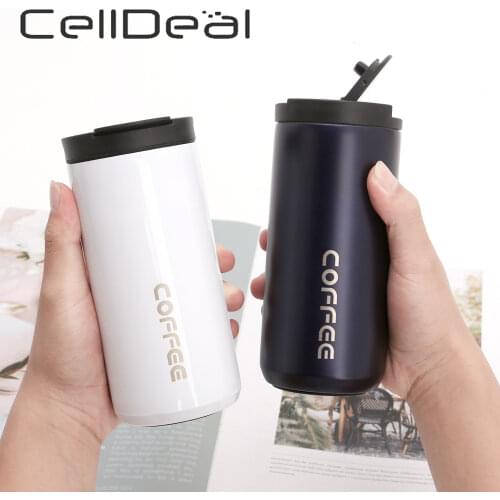 350ml/500ml Double Layer 304 Stainless Steel Coffee Cup with Lid Thermal Water Juice Tea Drinking Cups Thermos Bottle Good Gifts