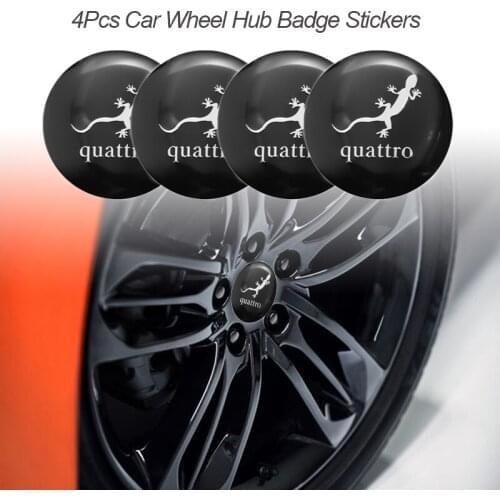 4Pcs 56mm Car Accessories Wheel Center Hub Gecko Badge Stickers For Audi Q1-8 A1-8 TT Quattro Allroad Cabriolet R8 Sportback S3