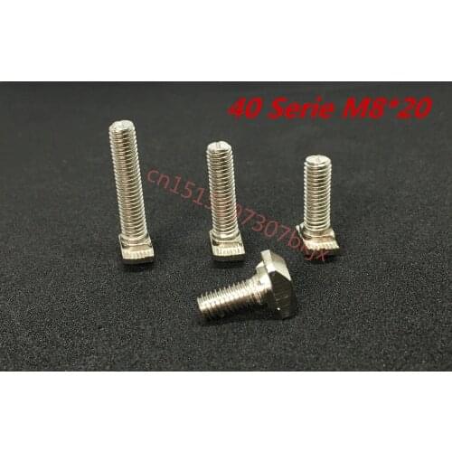 50pcs/lot M8*20 Hammer Head T Bolt Aluminum Connectors T Head Screws 4040 Aluminum Profile Nut