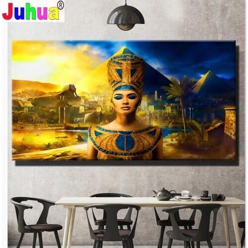 5d diy diamond embroidery Cleopatra Woman diamond painting mosaic full square round drill Egypt Art Woman Sunset Girl,2021 Gift
