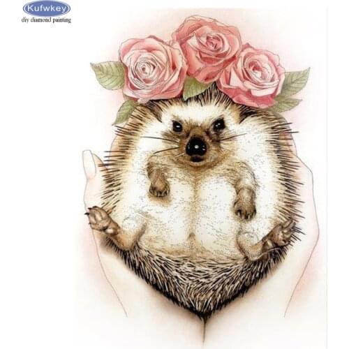 DIY Diamond Painting Hedgehog Rose Cross Stitch 5D Full Square Round Diamond Embroidery with Diamonds Mosaic Rhinestone Picture