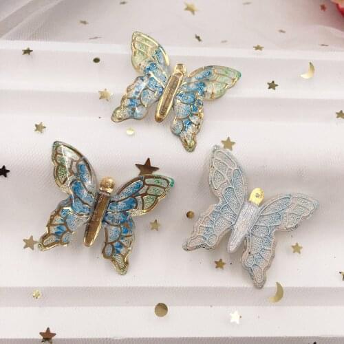 Shiny Colorful Butterfly Flat Back Rhinestone Appliques 50pcs DIY 1 Hole Bead Wedding Decoration Home Craft Christmas Gift W917