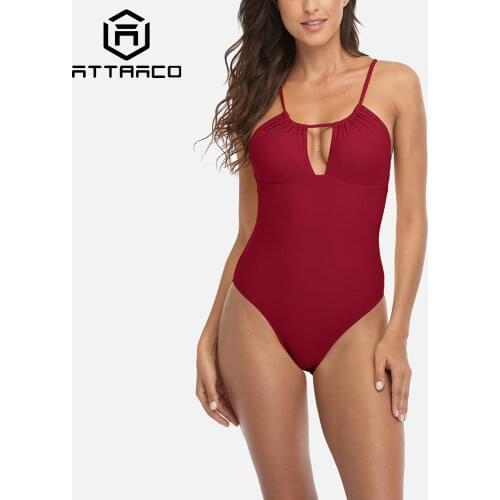 Attraco Womens Cutout One Piece Swimsuits High Cut Strappy Padded Monokini Swimwear Backless Bathing Suits