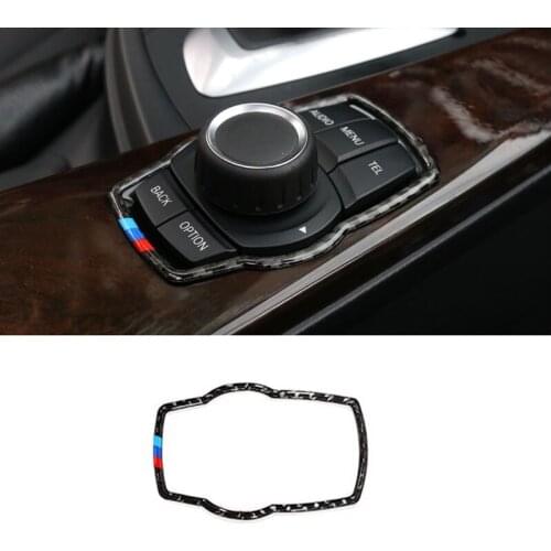Carbon Fiber Car Multimedia Buttons Frame Cover Trim Sticker For BMW F10 E90 F20 F30 GT F25 F26 X5 X6 F15 F16 F34 F01 E70 E71
