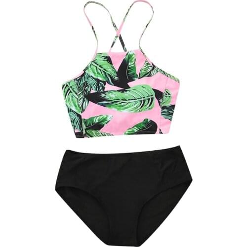 Top Band 2018 Printed Bikini Swimsuit Women Swimwear High Neck Bikini Set Beachwear Bathing Suit Push Up Padded Bodysuits