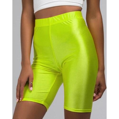 Hot Sexy High Waist Shiny Half Length Short Pencil Pants Athletic Running Gym Biker Middle Trunks Micro Mini Bermudas Leggings