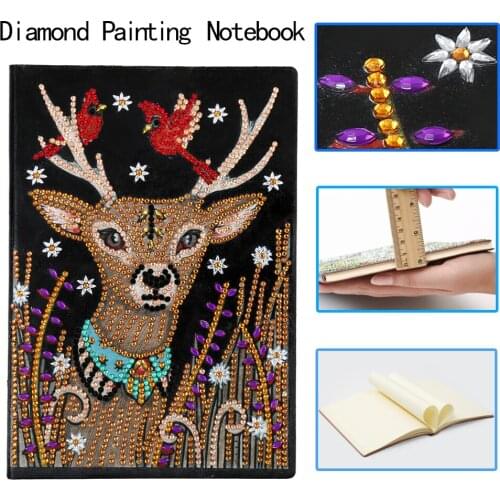 A5 Notebook DIY Creative Special Shaped Diamond Painting Deer Notebook Diary Book Embroidery Diamond Cross Stitch Craft Gift