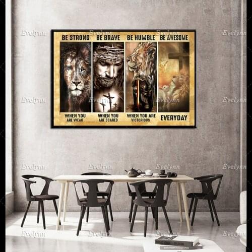 God Save Me | Be Strong -Be Brave - Be Humble -Be Awesome Everyday Vintage Poster, God Jesus Prints, Wall Art Home Decor Canvas