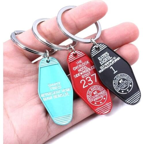 The Overlook Hotel 237 Logo Keychain Bates Motel Key Chains Twin Peaks The Great Northern Hotel Room 315 Keyring Jewelry Gift