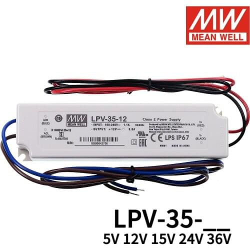 Mean Well LPV-35 90-264VAC 36W 5V 12V 15V 24V 36V Constant Voltage Switching Power Supply Waterproof Meanwell Led Driver