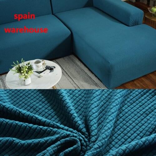 Sofa Seat Cushion Cover Elastic Solid Color Pets Kids Furniture Protector Polar Fleece Stretch Washable Removable Slipcover