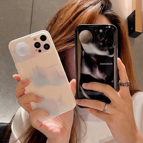 Black White Aurora Glossy Rotating Phone Cases for iPhone 12 11 Pro Max X XS XR 7 8 Plus 12 mini SE 2020 Soft IMD Shell Cover