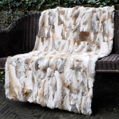 CX-D-11B 80X170cm Sofa Area Rug Soft Real Rabbit Fur Patchwork Throw ~Drop Shipping