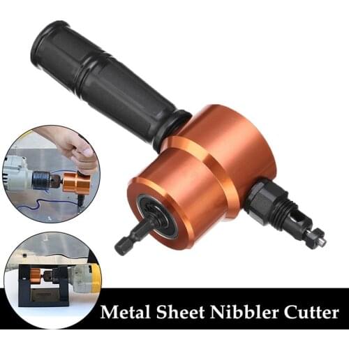 Double Headed Sheet Metal Cutting Nibbler Metal Saw Cutter 360 Degree Adjustable Drill Attachment with Extra Punch 518795064