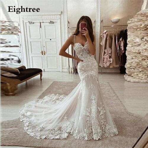 Elegant Spaghetti Strps Lace Flower Wedding Dresses Sleeveless Long Tulle Bridal Gowns Appliques Princess Country Bride Dress