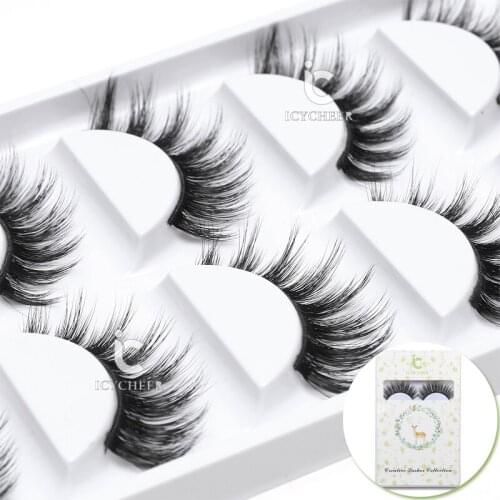 ICYCHEER 3D Mink luxurious False Eyelashes Hand-made Natural Long Cross False Lashes Fake Eye Lashes Set Extension
