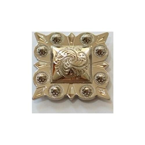 KB904) 10pc 1-1/4'' Western Square Berry Concho Saddlery Concho Silver