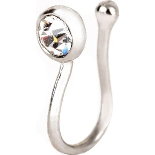 No-piercing Stainless Steel Crystal Ear Lip Hoop Ring Nose Clip Women Jewelry Beautiful and attractive nose ring