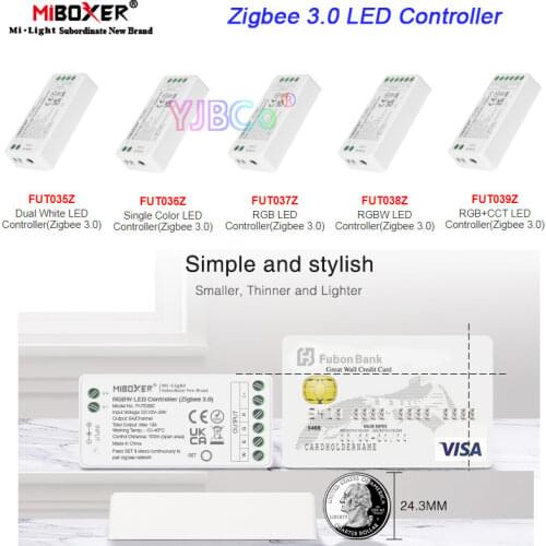 Miboxer Zigbee 3.0 LED Strip Light Controller DC12V 24V Max 12A Single Color/Dual White/RGB/RGBW/RGB CCT Lamp bulb dimmer