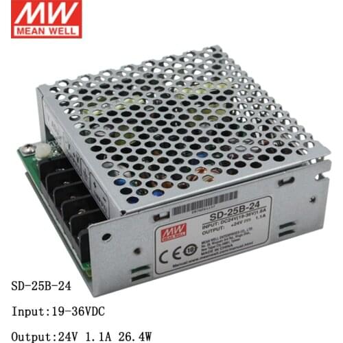 MEAN WELL SD-25B-24 Input 19~36V DC to 24V DC 1.1A DC-DC Converter Switching Power Supply 24V to 24V 25W Converter Transfomer